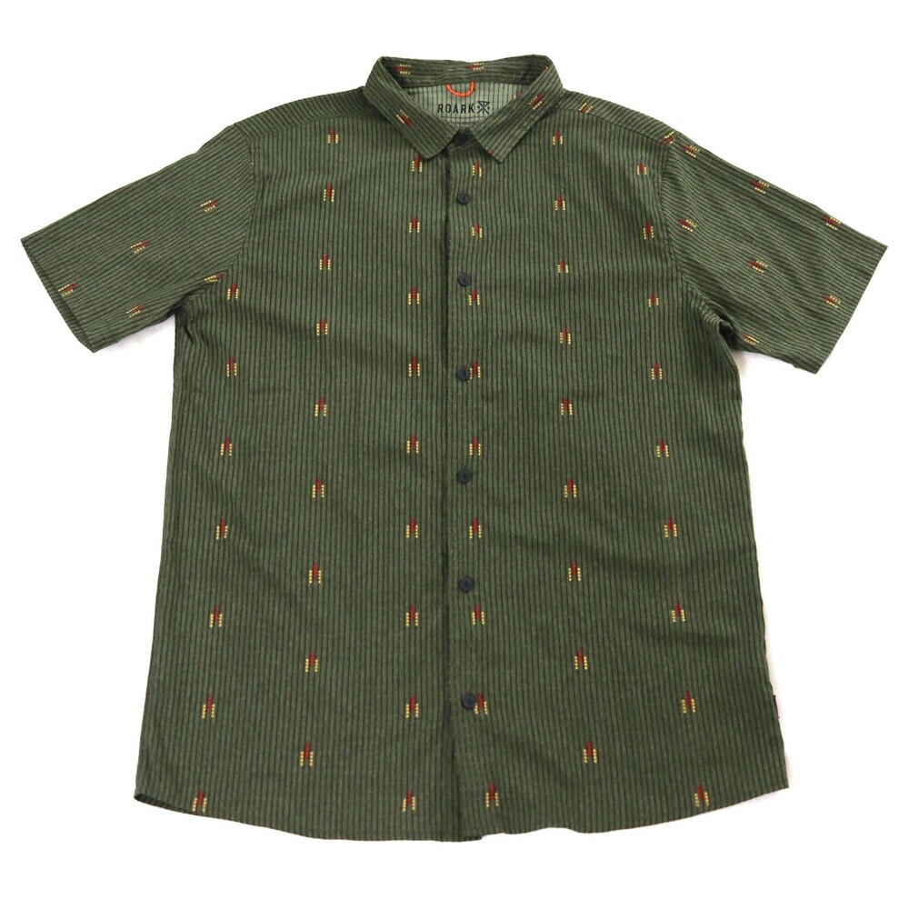 Roark Perforated Breathability Men's Short Sleeve Button Front Shirt Size Medium